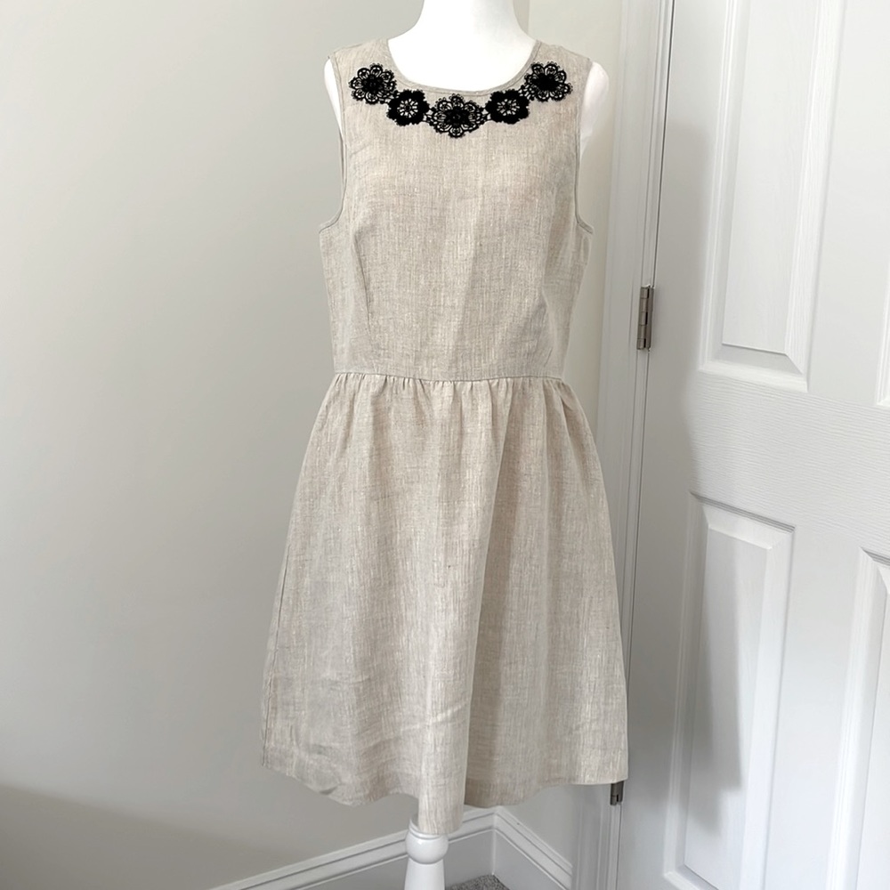 Kensie Cream Linen Dress Medium